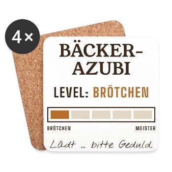 Bäcker Azubi Level Brötchen - Untersetzer (4er-Set) - Weiß - Vorne