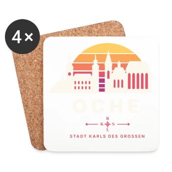 Oche Retro Sunset Skyline Stadt Karls des Großen - Untersetzer (4er-Set) - Weiß - Vorne