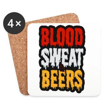 Blood Sweat & Beers – Bier und Leidenschaft - Untersetzer (4er-Set) - Weiß - Vorne