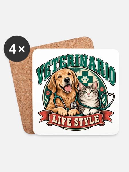 Veterinärleben Hund und Katze - Untersetzer (4er-Set) - Weiß