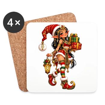 Ägyptischer Weihnachtself – Feiertag im alten Ägypten - Untersetzer (4er-Set) - Weiß - Vorne