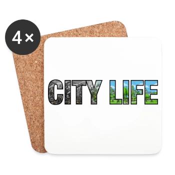 Stadtleben verschmutzt zu Green City - Untersetzer (4er-Set) - Weiß - Vorne