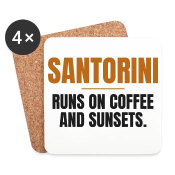 Santorini lebt von Kaffee und Sonnenuntergängen - Untersetzer (4er-Set) - Weiß - Vorne