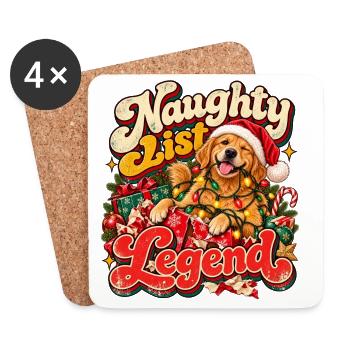 Naughty List Legend Hund im Santa-Look - Untersetzer (4er-Set) - Weiß - Vorne