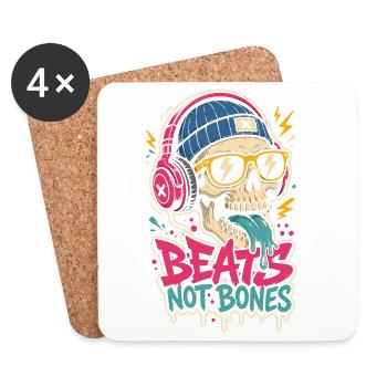 Totenkopf mit Kopfhörern – Beats Not Bones - Untersetzer (4er-Set) - Weiß - Vorne