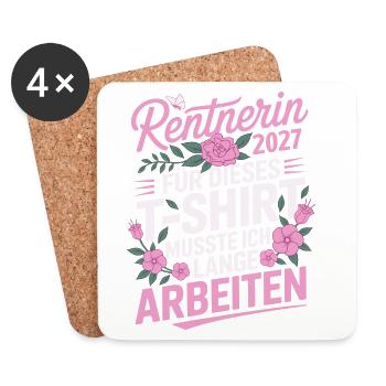 Rentnerin 2027 Blumen Ruhestand Rente Frauen - Untersetzer (4er-Set) - Weiß - Vorne