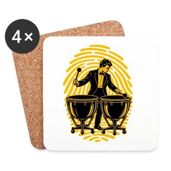 Pauke Pauker Im Fingerabdruck Percussion - Untersetzer (4er-Set) - Weiß - Vorne