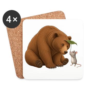 Bär und Maus - Untersetzer (4er-Set) - Weiß - Vorne
