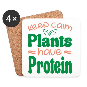 Keep Calm Pflanzen haben Protein - Untersetzer (4er-Set) - Weiß - Vorne