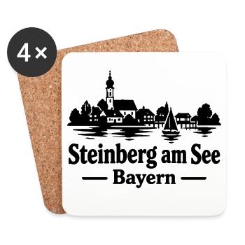 Steinberg See Silhouette Bayern - Untersetzer (4er-Set) - Weiß - Vorne