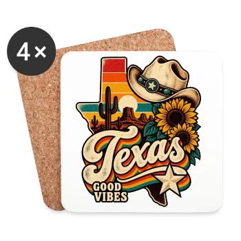 Texas Retro Good Vibes Sonnenblumen - Untersetzer (4er-Set) - Weiß - Vorne