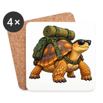 Wandernde Schildkröte - Untersetzer (4er-Set) - Weiß - Vorne