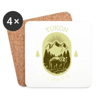 Yukon Canada Bär Berge Wildnis Vintage Abzeichen - Untersetzer (4er-Set) - Weiß - Vorne