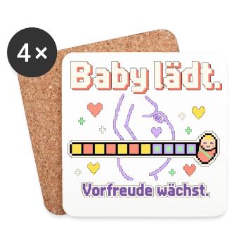 Baby Loading Schwangerschaft werdende Mama - Untersetzer (4er-Set) - Weiß - Vorne