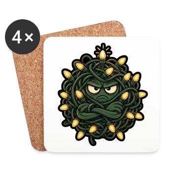 Mürrische Lichterkette Kabel Wirrwarr Comic Shirt - Untersetzer (4er-Set) - Weiß - Vorne