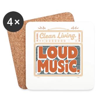 Clean Living Loud Music Straight Edge Nüchtern - Untersetzer (4er-Set) - Weiß - Vorne