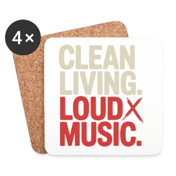 Clean Living Loud Music Straight Edge Nüchtern - Untersetzer (4er-Set) - Weiß - Vorne