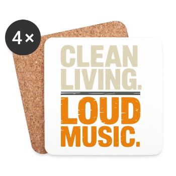 Clean Living Loud Music Straight Edge Nüchtern - Untersetzer (4er-Set) - Weiß - Vorne