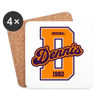 Dennis 1982 Original College Sport Jahrgang - Untersetzer (4er-Set) - Weiß - Vorne