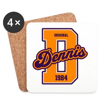 Dennis 1984 Original Retro College Name - Untersetzer (4er-Set) - Weiß - Vorne