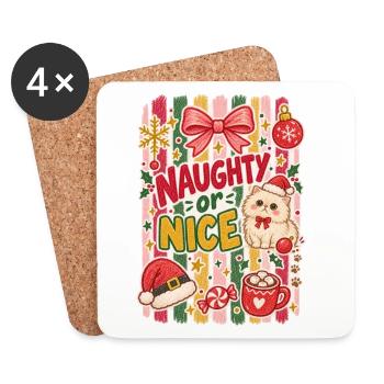 Ungezogene oder nette Weihnachtskatze – süßes festliches Kätzchen - Untersetzer (4er-Set) - Weiß - Vorne