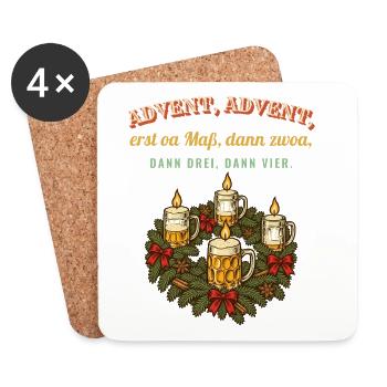 Advent Advent erst oa Maß - Untersetzer (4er-Set) - Weiß - Vorne