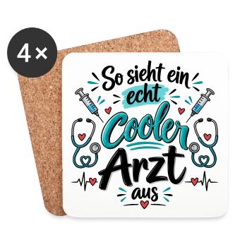 So sieht ein echt cooler Arzt aus - Cooler Spruch - Untersetzer (4er-Set) - Weiß - Vorne