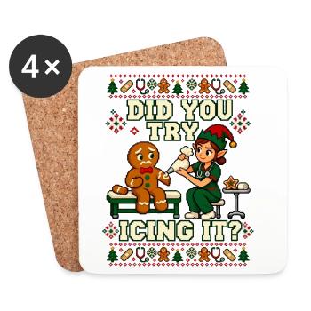 Weihnachten Pflege Lebkuchen Humor Pflege - Untersetzer (4er-Set) - Weiß - Vorne