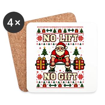 Weihnachten Fitness Weihnachtsmann No Lift No Gift - Untersetzer (4er-Set) - Weiß - Vorne