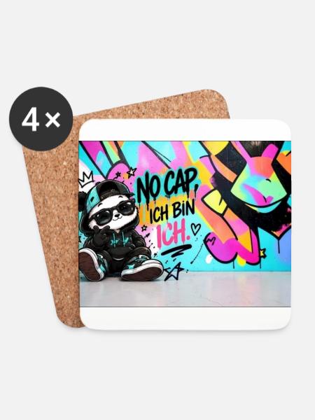 Panda Streetart No Cap IchBinIch - Untersetzer (4er-Set) - Weiß