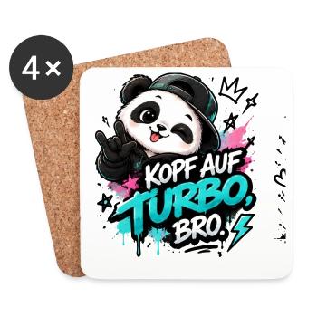 KopfAufTurbo Panda Bro - Untersetzer (4er-Set) - Weiß - Vorne