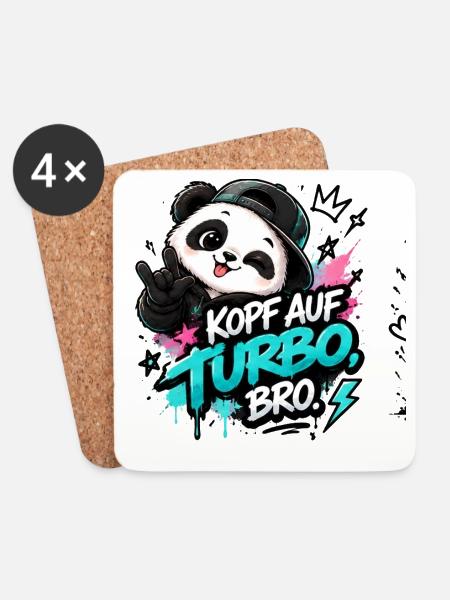 KopfAufTurbo Panda Bro - Untersetzer (4er-Set) - Weiß