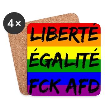 LIBERTÉ ÉGALITÉ FCK AFD REGENBOGEN FCK NZS, NO NZS - Untersetzer (4er-Set) - Weiß - Vorne