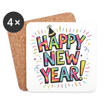 Alles Gute zum neuen Jahr - Untersetzer (4er-Set) - Weiß - Vorne