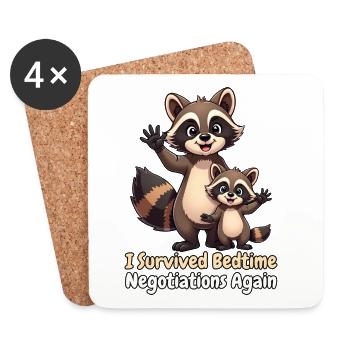 I Survived Bedtime Negotiations Again - Untersetzer (4er-Set) - Weiß - Vorne