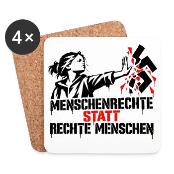 Menschenrechte statt rechte Menschen - Untersetzer (4er-Set) - Weiß - Vorne