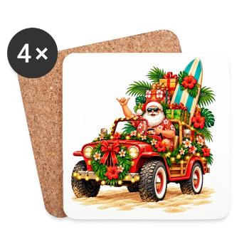 Santa's Island Lieferung – tropischer Weihnachtsjeep - Untersetzer (4er-Set) - Weiß - Vorne