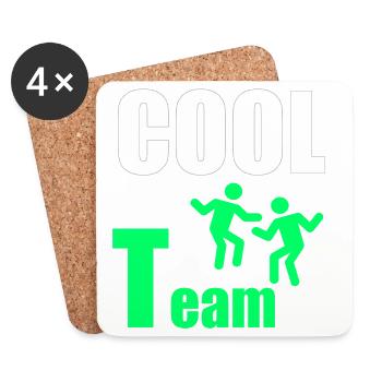 Cooles Team: Neon Green Duo - Untersetzer (4er-Set) - Weiß - Vorne
