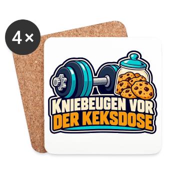 Kraftsport – Kniebeugen vor der Keksdose - Untersetzer (4er-Set) - Weiß - Vorne
