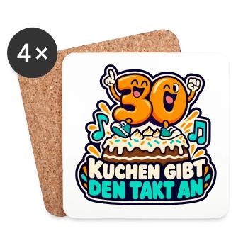 30 Geburtstag – Kuchen gibt den Takt an - Untersetzer (4er-Set) - Weiß - Vorne