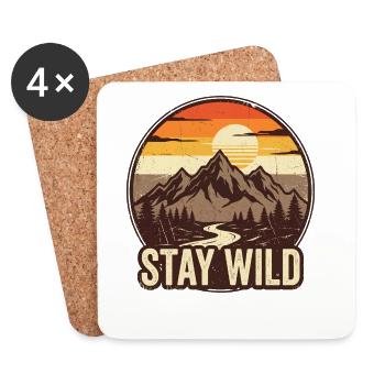 Stay Wild – Bergabenteuer-Abzeichen - Untersetzer (4er-Set) - Weiß - Vorne