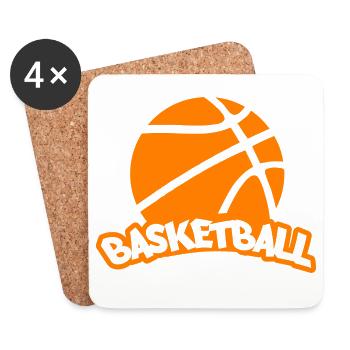 Basketball Logo Orange Druck - Untersetzer (4er-Set) - Weiß - Vorne