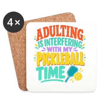 Adulting Stört die Pickleball-Zeit - Untersetzer (4er-Set) - Weiß - Vorne