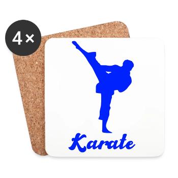 Karate Silhouette Blau - Untersetzer (4er-Set) - Weiß - Vorne