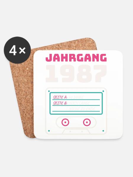 Jahrgang 1987 Kassette - Untersetzer (4er-Set) - Weiß
