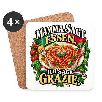 Mamma sagt Essen. Ich sage Grazie. - Untersetzer (4er-Set) - Weiß - Vorne