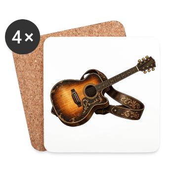Akustikgitarre – Rustikale Vintage Musik Kunst - Untersetzer (4er-Set) - Weiß - Vorne