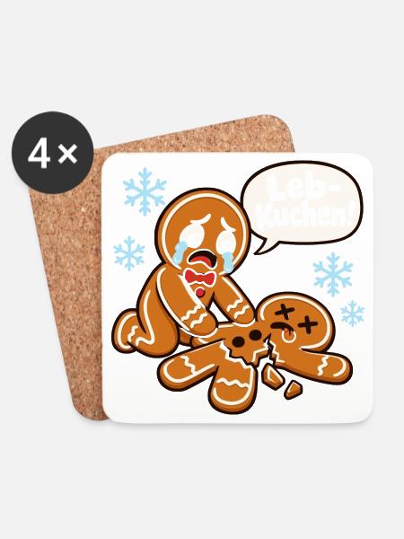 Leb-Kuchen! – Vorweihnachtszeit - Untersetzer (4er-Set) - Weiß