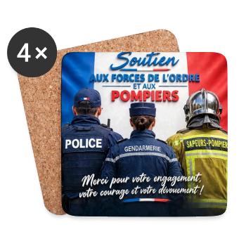 Polizist, Polizei, Gendarm, Feuerwehrmann - Untersetzer (4er-Set) - Weiß - Vorne
