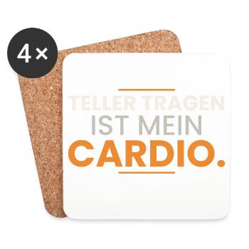 Teller tragen ist mein Cardio – Kellner Spruch - Untersetzer (4er-Set) - Weiß - Vorne